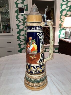 4L Vintage Gerz German Ceramic Beer Stein, 21-3/4” H, 7” Dia.